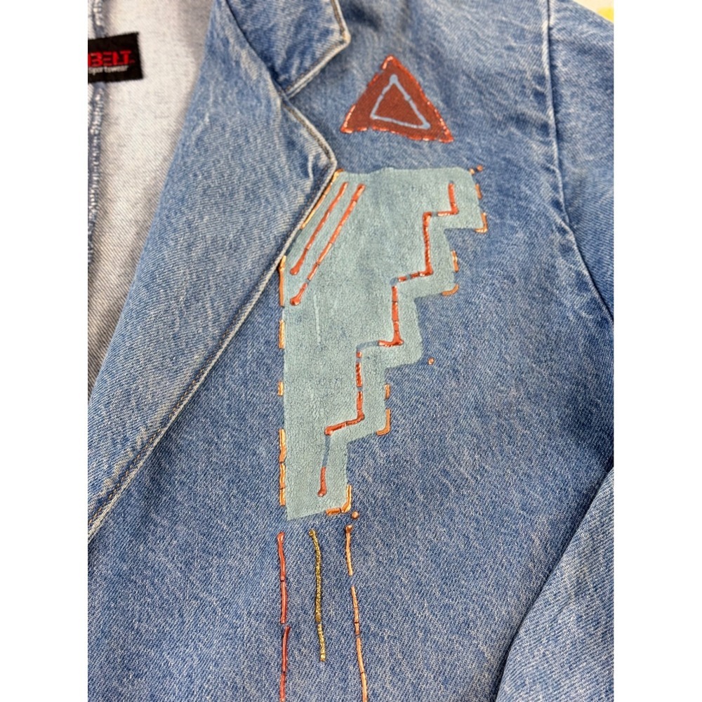 Sunbelt Sportswear Vintage Denim Southwestern Blazer Jacket Blue Embroidered Xl - Picture 5 of 9
